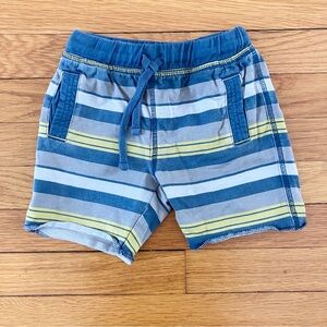 Tea Collection Blue Yellow Multicolor Stripe Cotton Pull On Shorts 2T